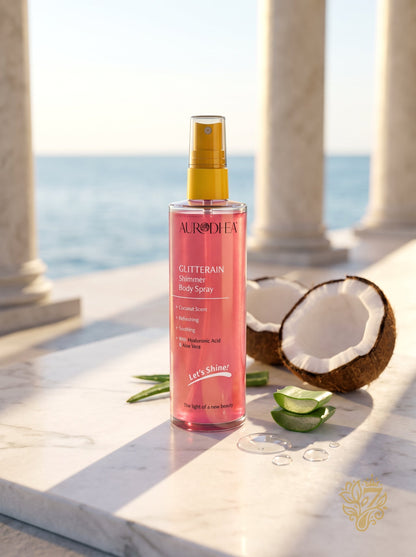 AURODHEA GLITTERAIN – Pink Shimmer Body Spray (Duft: Kokos)
